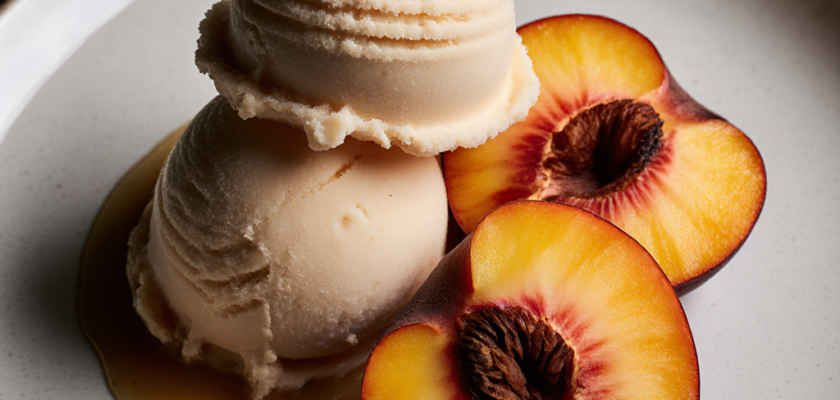 Four-Ingredient Smoked Bourbon Peach Sorbet
