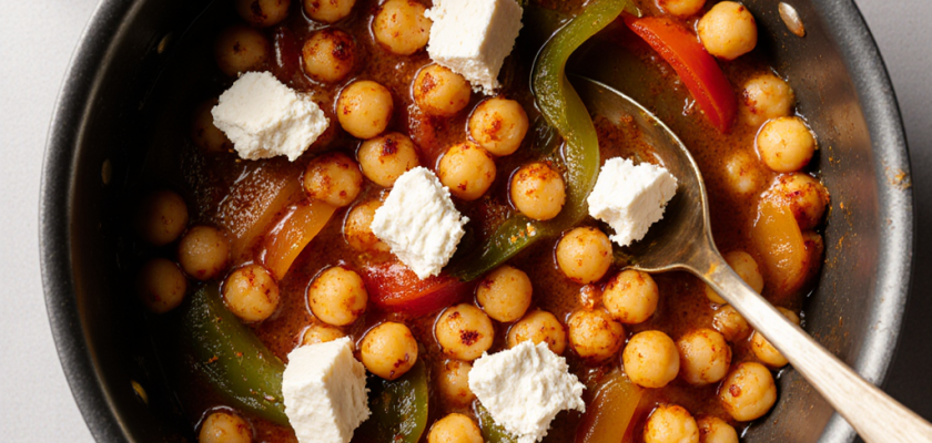 Four-Ingredient Spanish Steamed Peppers with Chickpeas