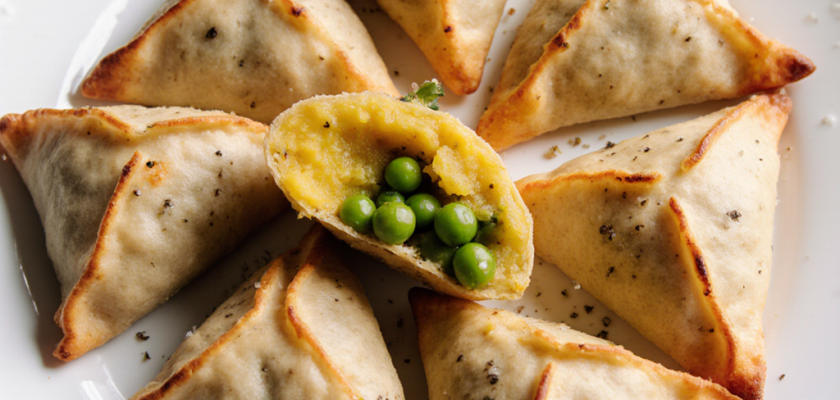 Four-Ingredient Spiced Potato and Pea Samosas