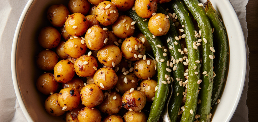 Four-Ingredient Spicy Roasted Chickpeas with Sesame