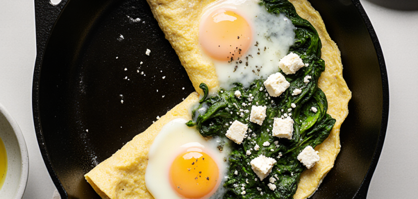 Four-Ingredient Spinach and Feta Rolled Omelette