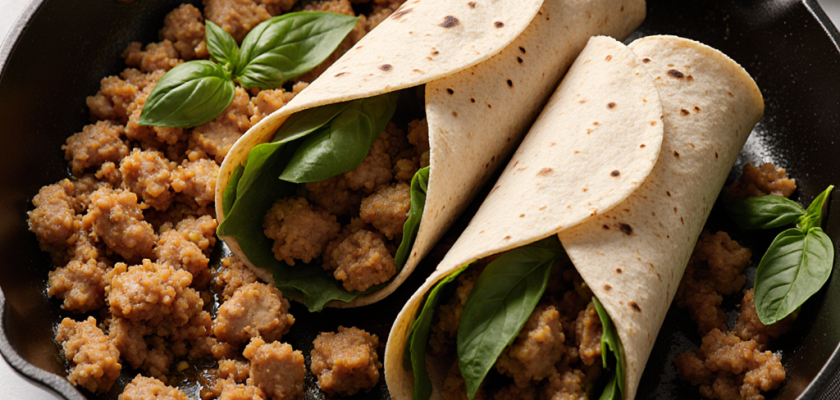 Four-Ingredient Thai Basil Chicken Wraps