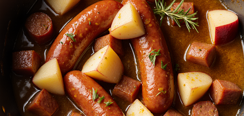 Four-Ingredient Braised Chorizo with Saffron Apples