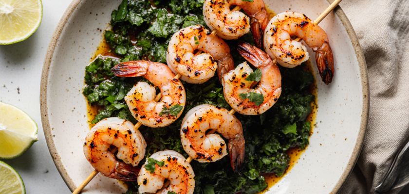 Four-Ingredient Brazilian Broiled Shrimp Skewers