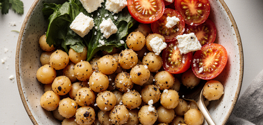 Four-Ingredient Greek Roasted Chickpea Bowls