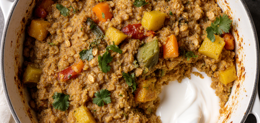 Four-Ingredient Masala Oats Casserole