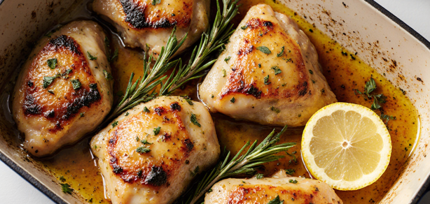 Four-Ingredient Roasted Lemon Herb Chicken Thighs