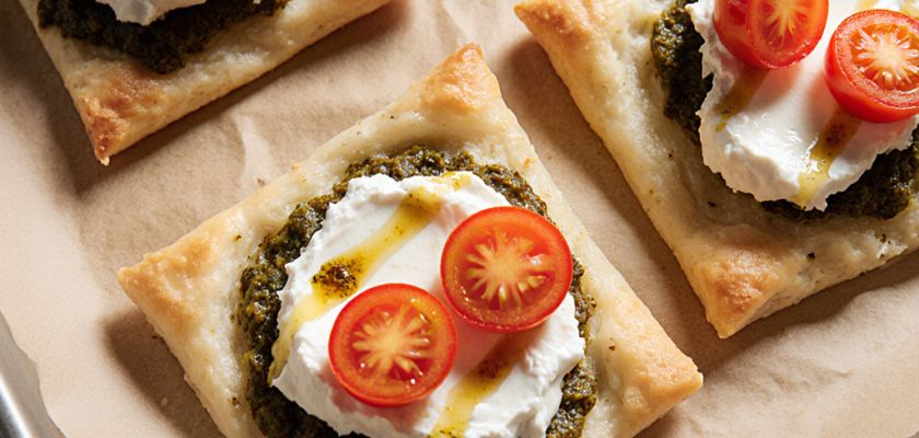 Four-Ingredient Savory Tomato and Cheese Tarts