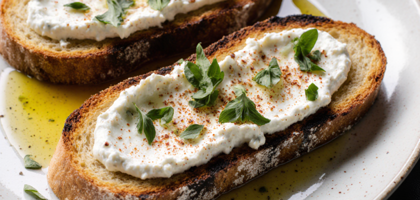Four-Ingredient Smoked Labneh Toasts