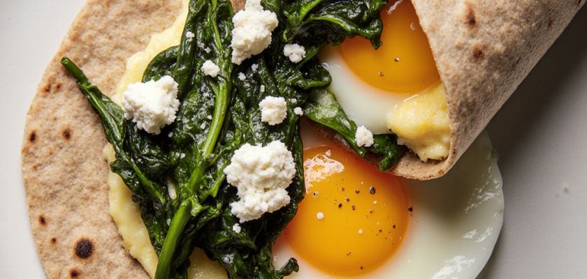Four-Ingredient Spinach and Feta Breakfast Wrap