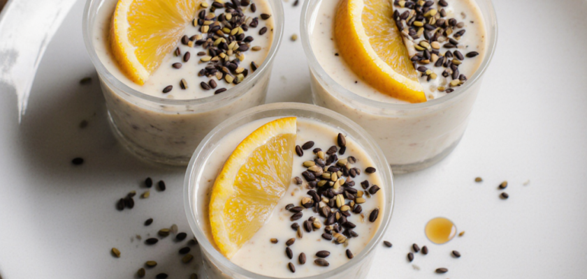 Four-Ingredient Yuzu and Black Sesame Pudding