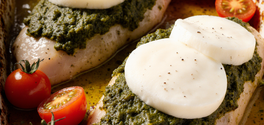 Four-Ingredient Baked Pesto Chicken