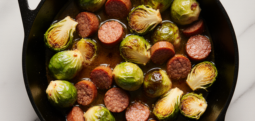Four-Ingredient Bourbon Braised Brussels Sprouts