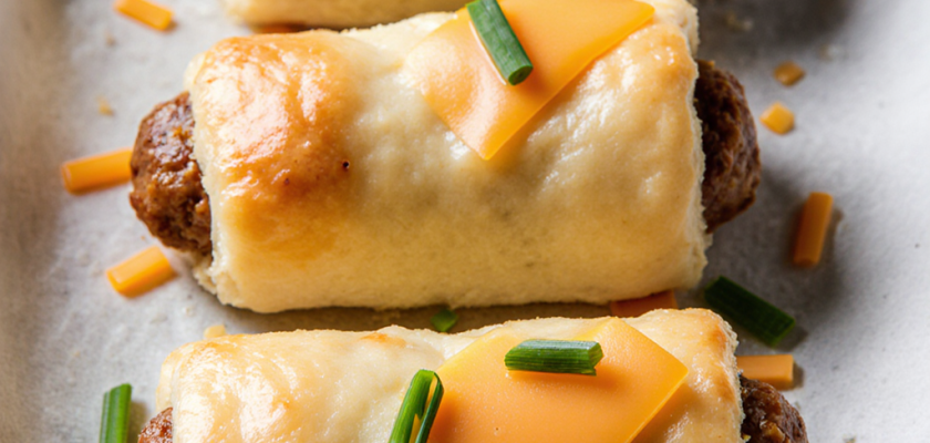 Four-Ingredient Cheddar and Chive Sausage Rolls