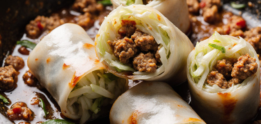 Four-Ingredient Crispy Szechuan Chicken Rolls