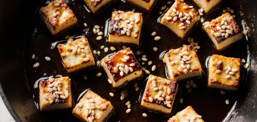 Four-Ingredient Honey-Soy Glazed Tofu Bites