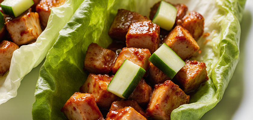 Four-Ingredient Korean Spicy Chicken Lettuce Wraps