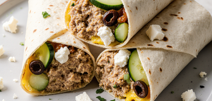 Four-Ingredient Mediterranean Breakfast Wraps