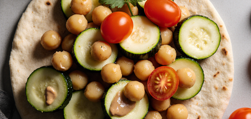 Four-Ingredient Mediterranean Steamed Chickpea Wraps