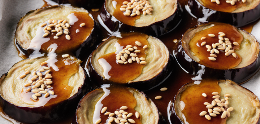 Four-Ingredient Miso Maple Glazed Eggplant