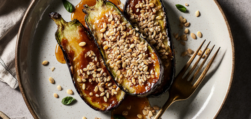 Four-Ingredient Miso-Glazed Eggplant with Sesame Crust