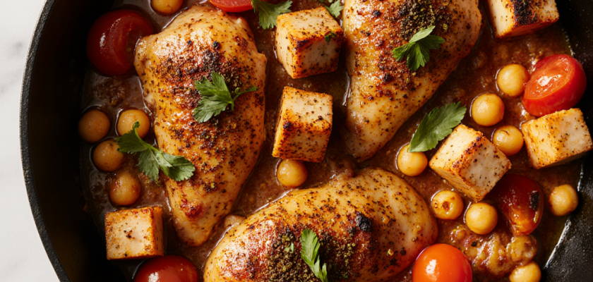 Four-Ingredient Moroccan Chicken Skillet