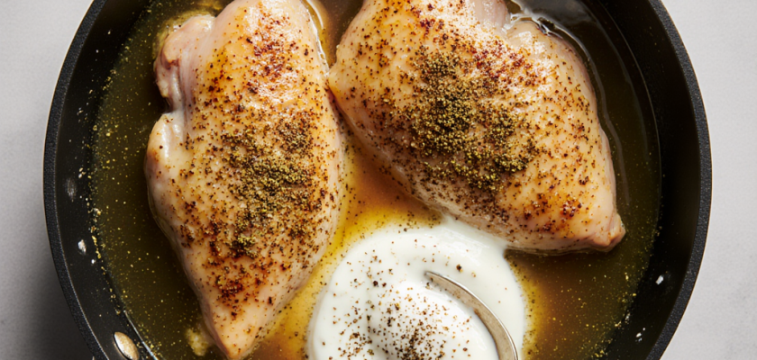 Four-Ingredient Poached Chicken with Turkish Yogurt Sauce