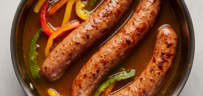 Four-Ingredient Poached Chorizo with Peppers