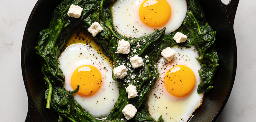 Four-Ingredient Sautéed Spinach and Eggs
