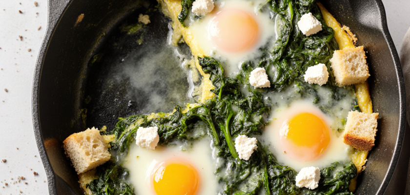 Four-Ingredient Savory Spinach and Feta Strata