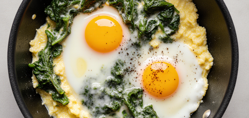 Four-Ingredient Scrambled Eggs with Spinach