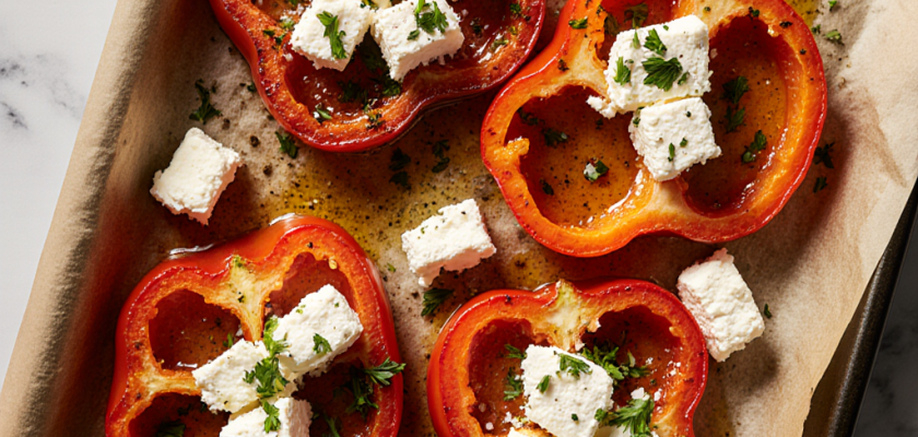 Four-Ingredient Spanish Broiled Peppers with Feta
