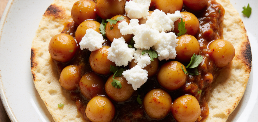 Four-Ingredient Spicy Braised Chickpea Tostadas