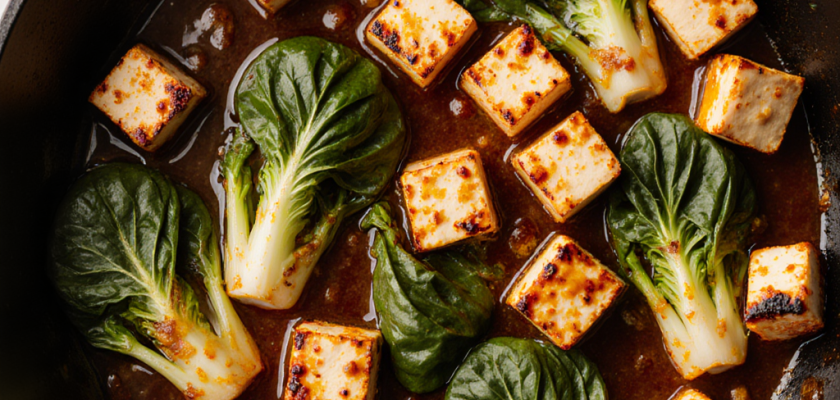 Four-Ingredient Spicy Tofu and Bok Choy Stir-Fry