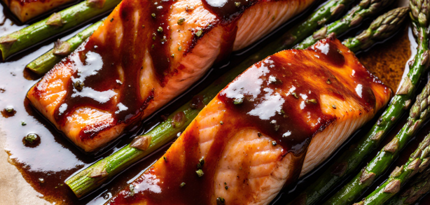 Four-Ingredient Teriyaki Glazed Salmon with Asparagus