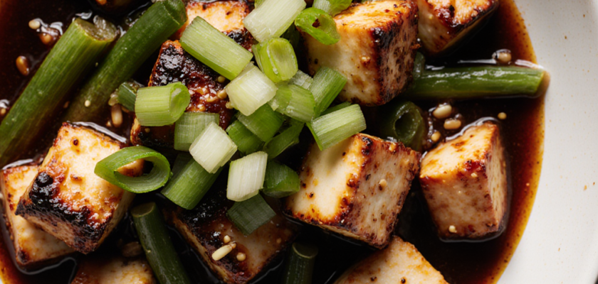 Four-Ingredient Braised Soy Sauce Tofu with Scallions