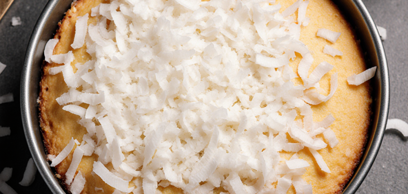 Four-Ingredient Coconut Mochi Cake