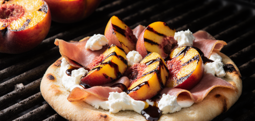 Four-Ingredient Grilled Peach and Prosciutto Flatbread