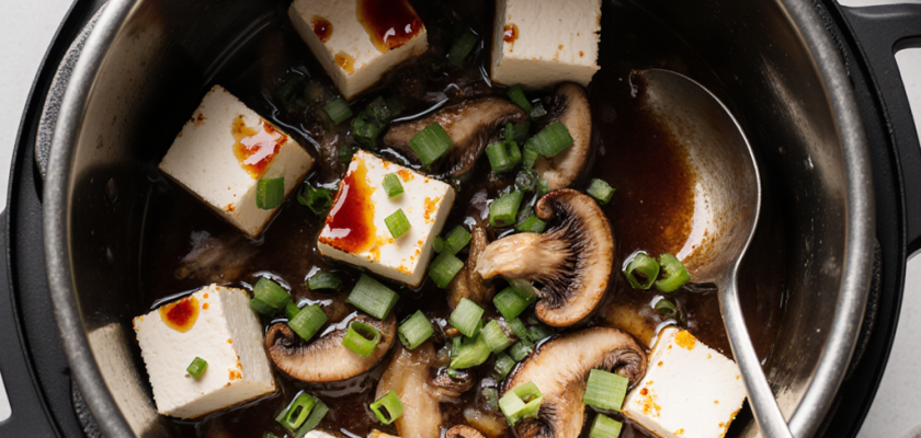Four-Ingredient Korean Steamed Tofu with Shiitake Mushrooms