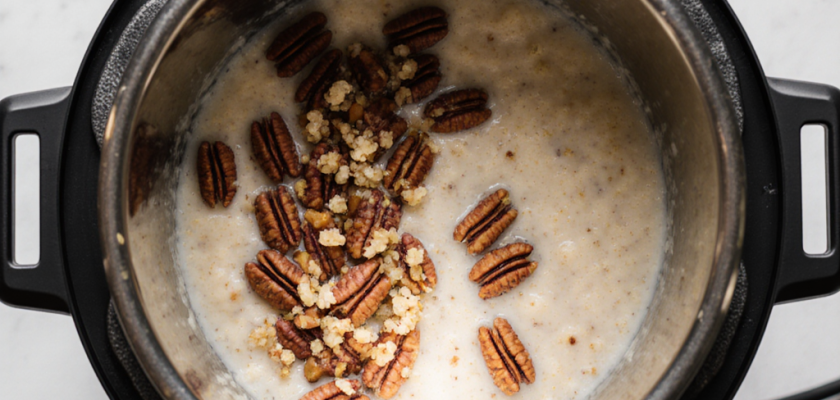Four-Ingredient Maple Pecan Pressure Cooker Pudding