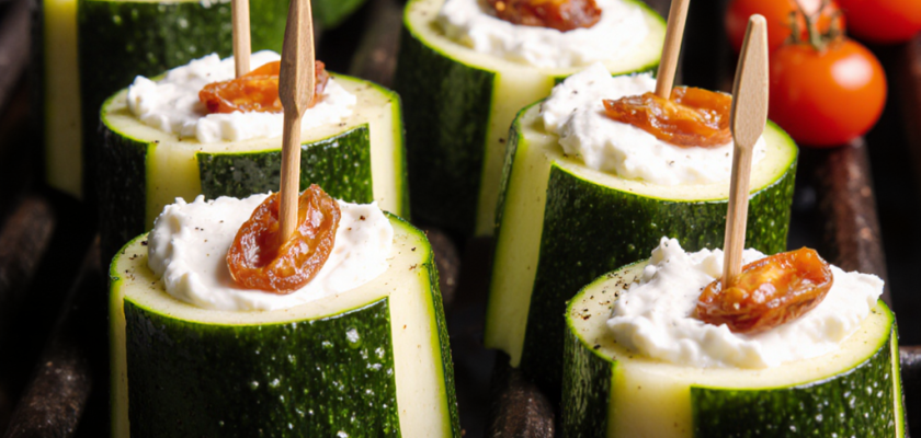 Four-Ingredient Mediterranean Grilled Zucchini Rolls