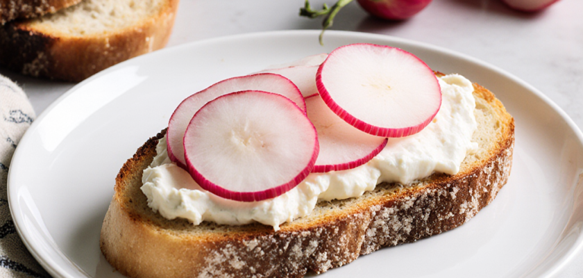 Four-Ingredient Pickled Radish Tartine