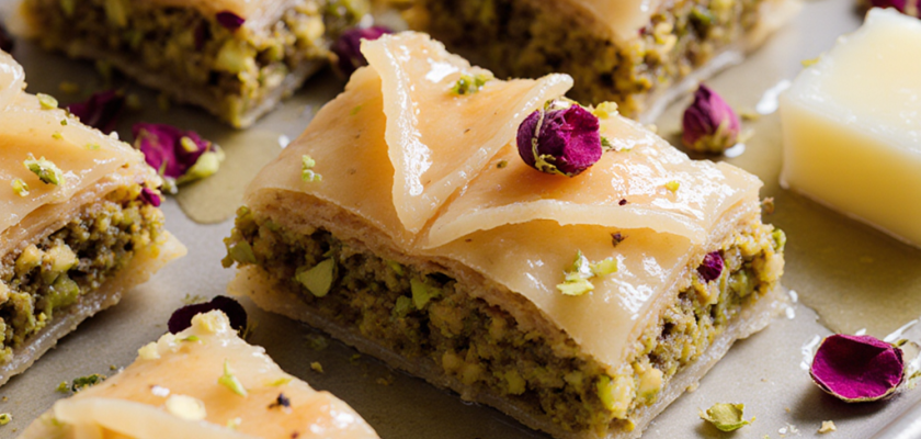 Four-Ingredient Pistachio Rose Petal Baklava Bites