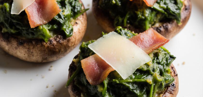 Four-Ingredient Prosciutto and Spinach Stuffed Portobello Mushrooms