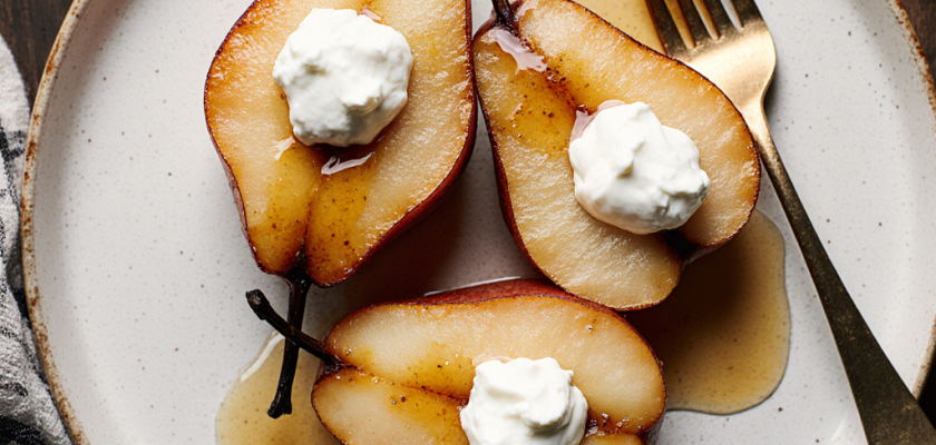 Four-Ingredient Roasted Pears with Honey and Ricotta