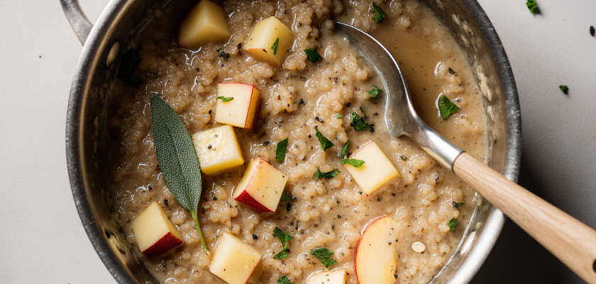 Four-Ingredient Savory Apple & Sage Oat Risotto