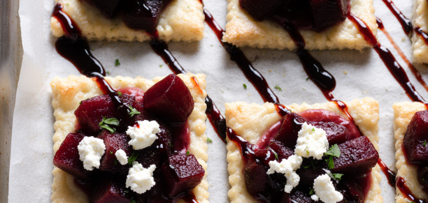 Four-Ingredient Savory Beetroot and Goat Cheese Tartlets