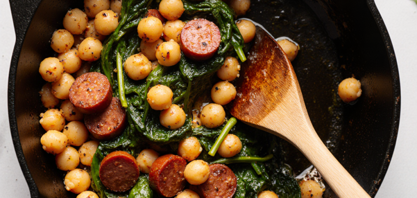 Four-Ingredient Spanish Chorizo and Chickpea Stir-Fry