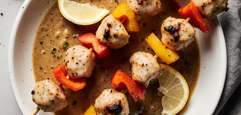 Four-Ingredient Spicy Tahini Chicken Skewers