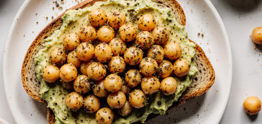 Four-Ingredient Za'atar Roasted Chickpeas on Avocado Toast